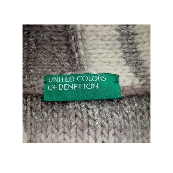 ✨United Colors of Benetton Striped Wool-Blend Open Cardigan  Size M/L Preowned - Picture 4 of 7